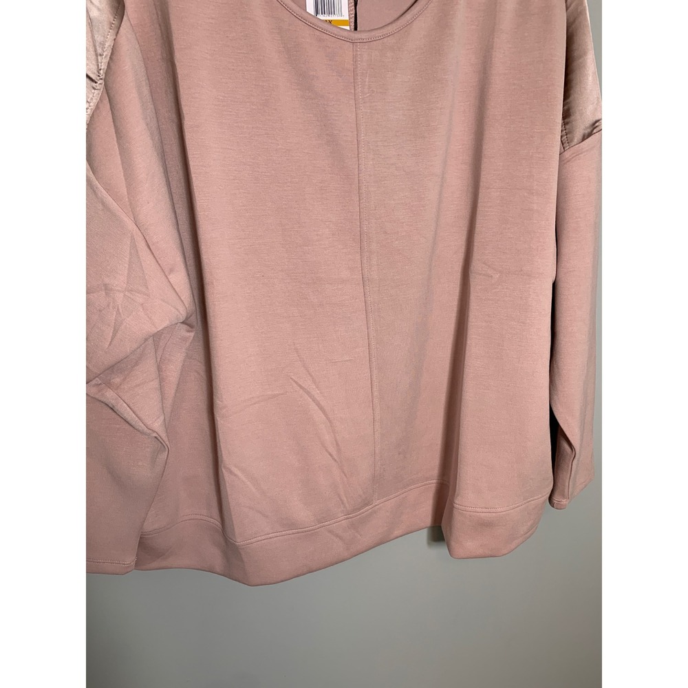 NEW Cable & Gauge Studio Pullover Top Womens 3X Adobe Rose Satin Shoulder‎ Trim - Picture 5 of 10